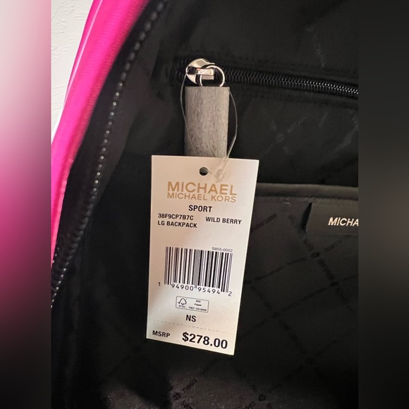 Authentic Nwt Michael Kors Wild Berry Large Sports Back Pack Bag - Picture 9 of 16